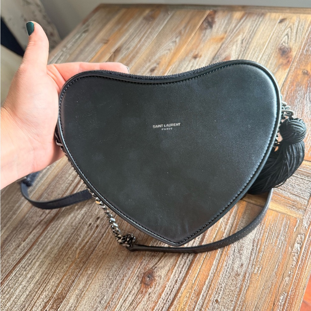 AUTHENTIC YSL Unique and Rare Saint Laurent Black Heart Crossbody - Picture 7 of 11